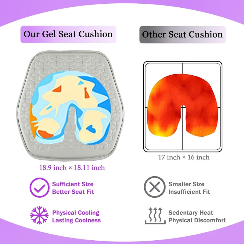 Binsheo Thin Gel Seat Cushion for Car Seat, Office Chair, Wheelchair, Golf Cart - Non-Slip Car Seat Cushions with 0.7 Inch Gel - Sciatica & Coccyx Pain Relief (Leather, Grey) - Image 5